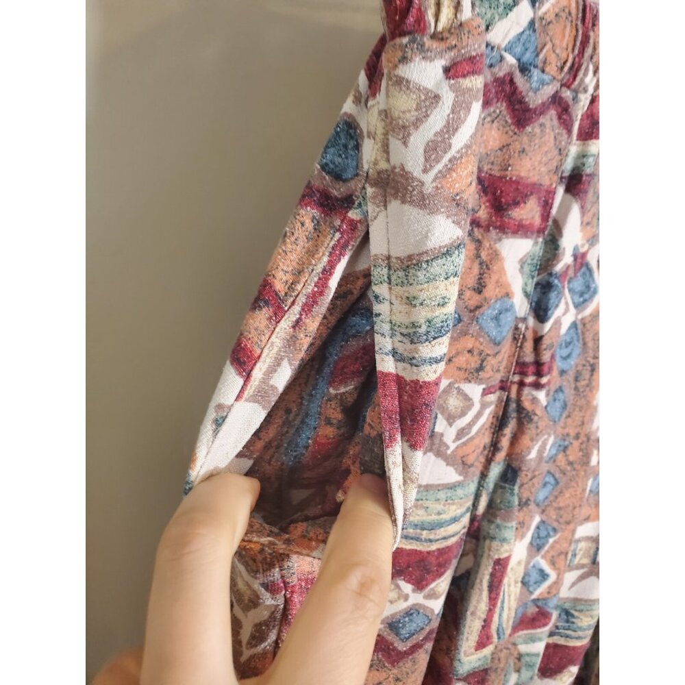 Vintage Colorful Cues Collection Geometric Shape 100% Silk Print Tank & Pant Set - Picture 5 of 12